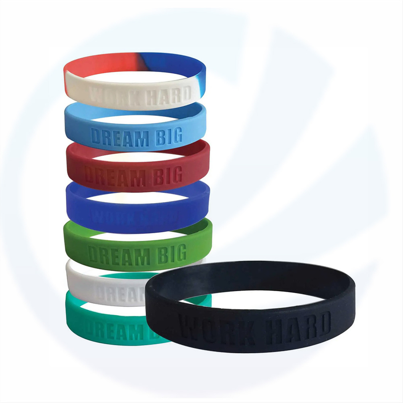 Logotipo de texto de texto de texto mais popular mais popular Pulseira de borracha de borracha Silicone Bands