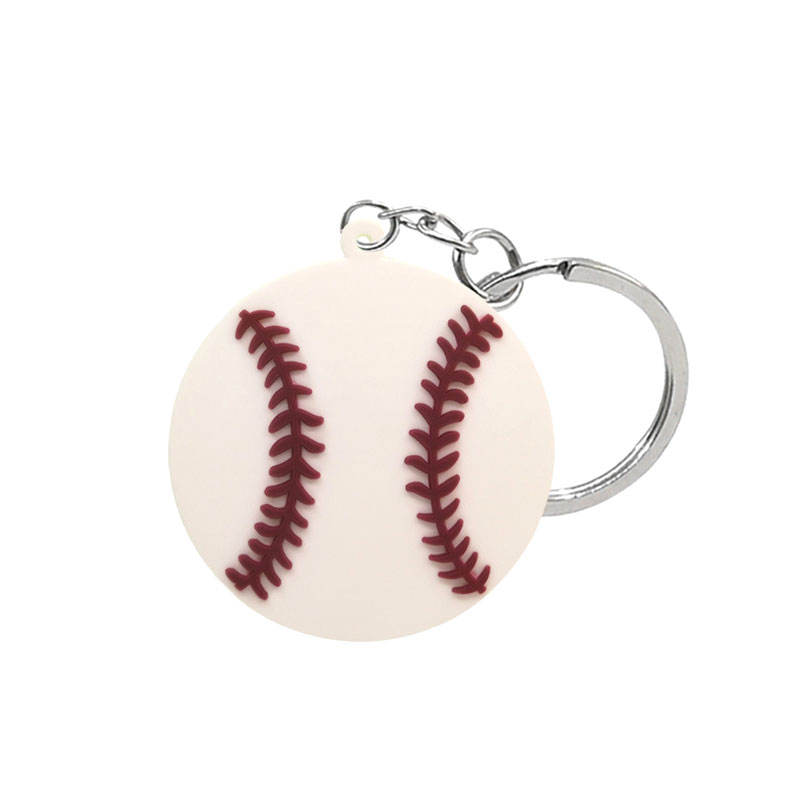 PVC Sport Rugby Baseball Soccer Chain Keyring 2D Silicone Rubber Rubber Football Keychain