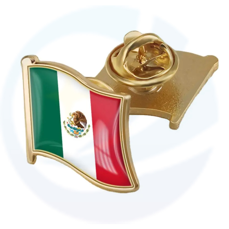 Atacado baixo moq metal metal nacional mexicano bandeira de lapela badge em massa country de epóxi personalizado pino de esmalte mexicano