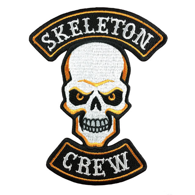 Patch personalizado Bordado Big Atom Tamanho grande Grande Tamanho bordado Skull Biker por atacado Ferro personalizado em remendos de bordados à mão para chapéu