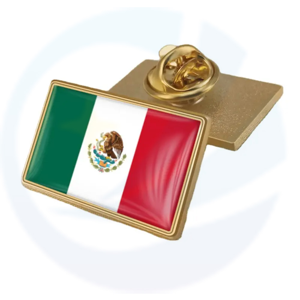 Atacado baixo moq metal metal nacional mexicano bandeira de lapela badge em massa country de epóxi personalizado pino de esmalte mexicano