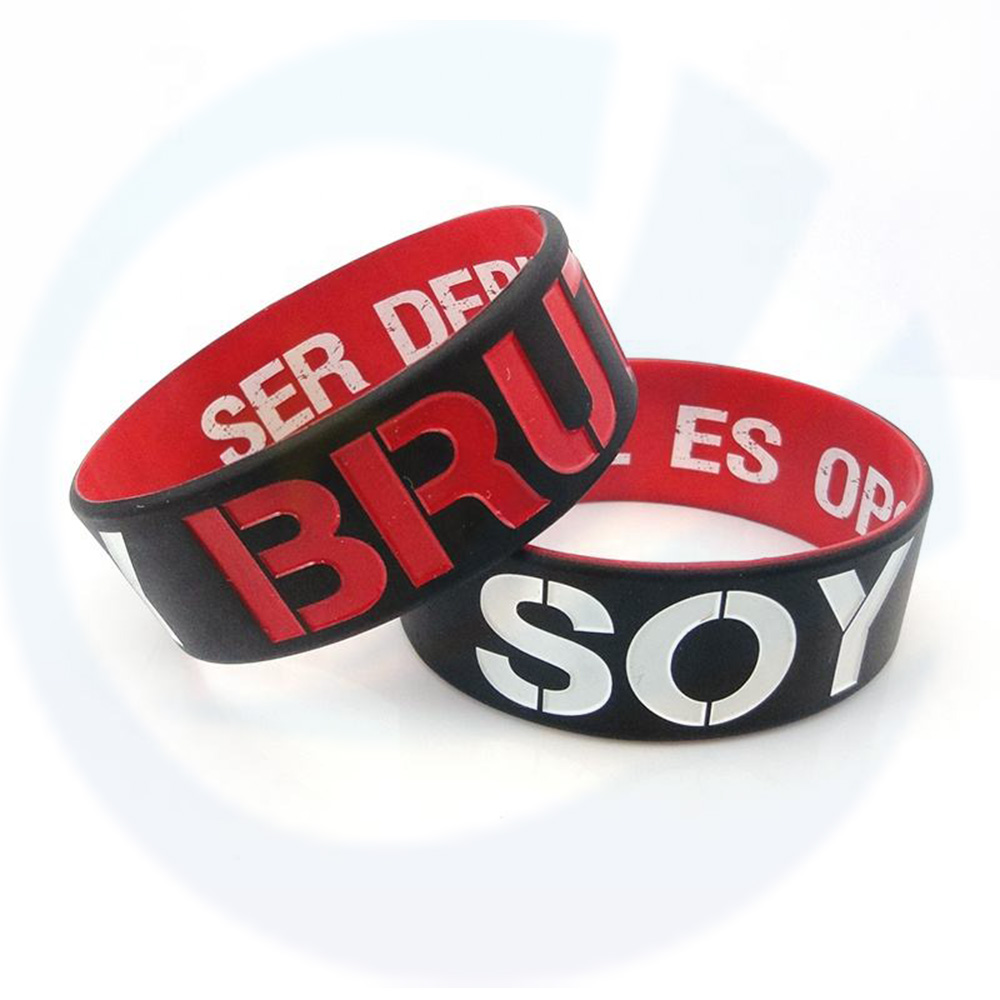 Logotipo de texto de texto de texto mais popular mais popular Pulseira de borracha de borracha Silicone Bands