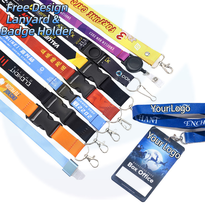 Fabricante Lanyard de logotipo promocional personalizado com columes de impressão de sublimação de pescoço para emblema de cartão de identificação