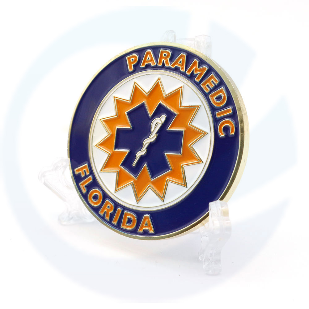 Sem mínimo barato barato metal de esmalte macio de emergência Serviço de emergência Paramedic College Sovevenir Challenge Coin