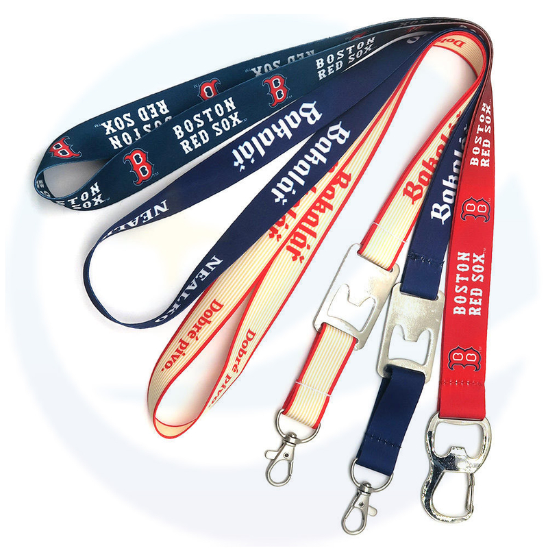 Abridor de cerveja por atacado Lanyard Keychain Sublimation Polyester Custom Bottle Abridor de garrafa de garrafa