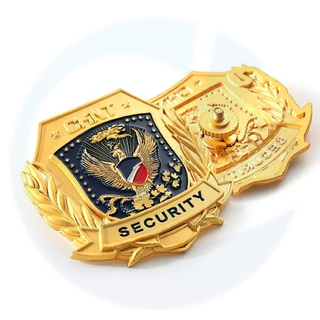 Logotipo de esmalte personalizado 3D Badge de metal dourado parafuso curvo+ porca de segurança do policial