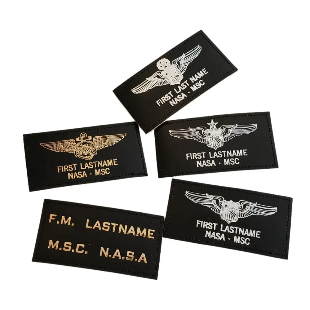 Nome bordado personalizado Patch Leather Flight Name Tags