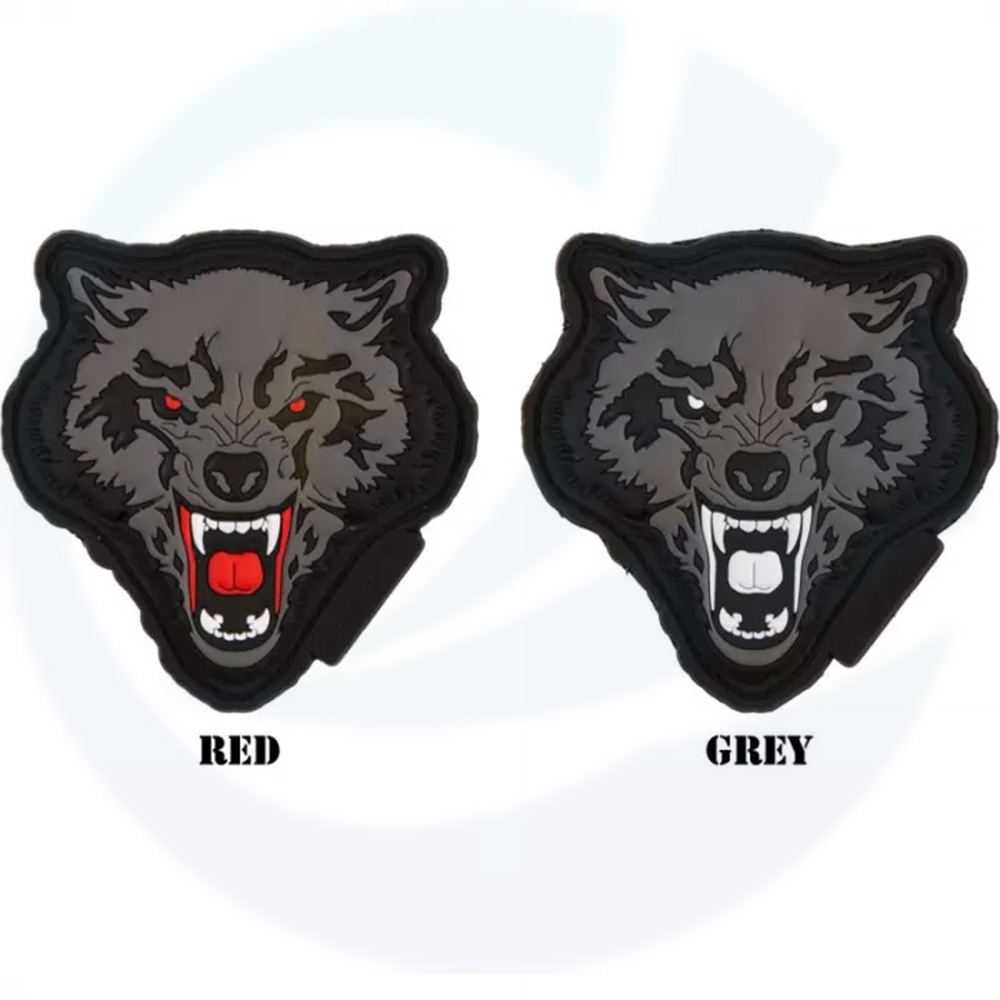 Patch personalizado de PVC de lobo de borracha 3D de borracha