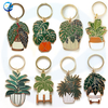 Fabricar design personalizado de esmalte duro monstera pátio de folhas em vasos de keychains keyrings pingentes de keychain de plantas personalizadas