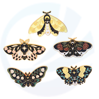 Atacado personalizado belo animal mariposa brilho pino de lapela metal metal brilho luminoso esmalte macio pino de borboleta para mochila