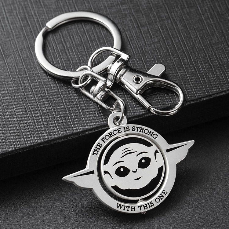 Metal de metal personalizado Silver Spin Keychain redonda de chaveiro flutuante de metal anel