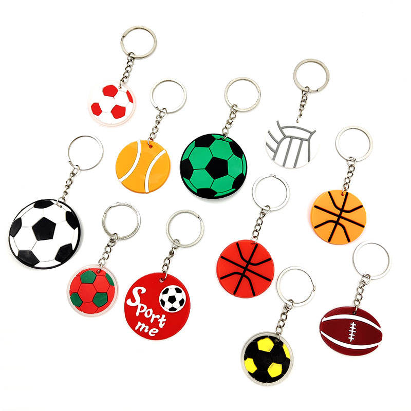 PVC Sport Rugby Baseball Soccer Chain Keyring 2D Silicone Rubber Rubber Football Keychain