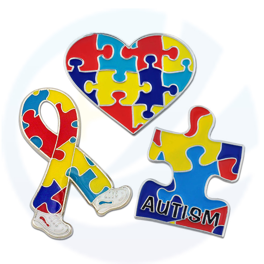 Factory Direct Autism Conscientizador Custom Badge Metal esmalte o pino de lapela