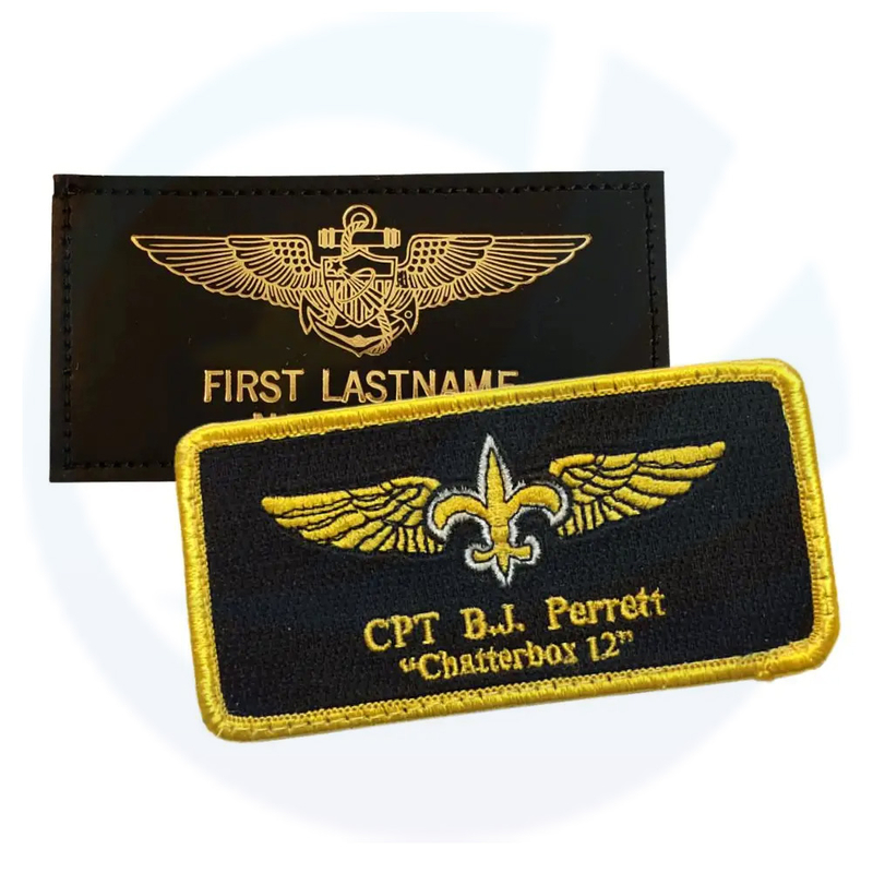 Nome bordado personalizado Patch Leather Flight Name Tags