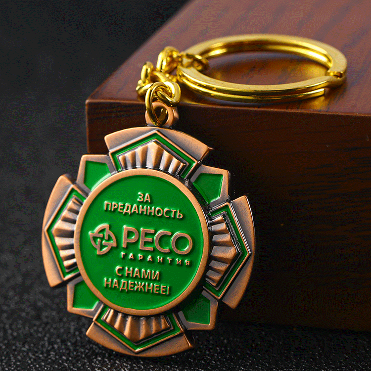 Fábrica de presentes por atacado YC Faça keychains personalizados 3D GRAVAGEM RUSSIA COMPANY LOGO BRONZE METAL METAL MEDAL