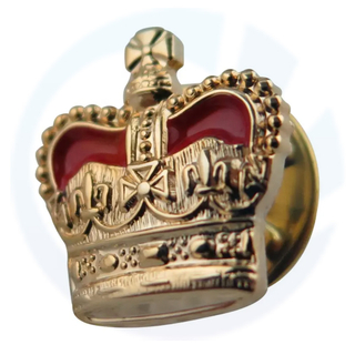 Preço competitivo de esmalte atacado personalizado prata em branco Royal Crown Metal Badge Royal Lapeel Pin