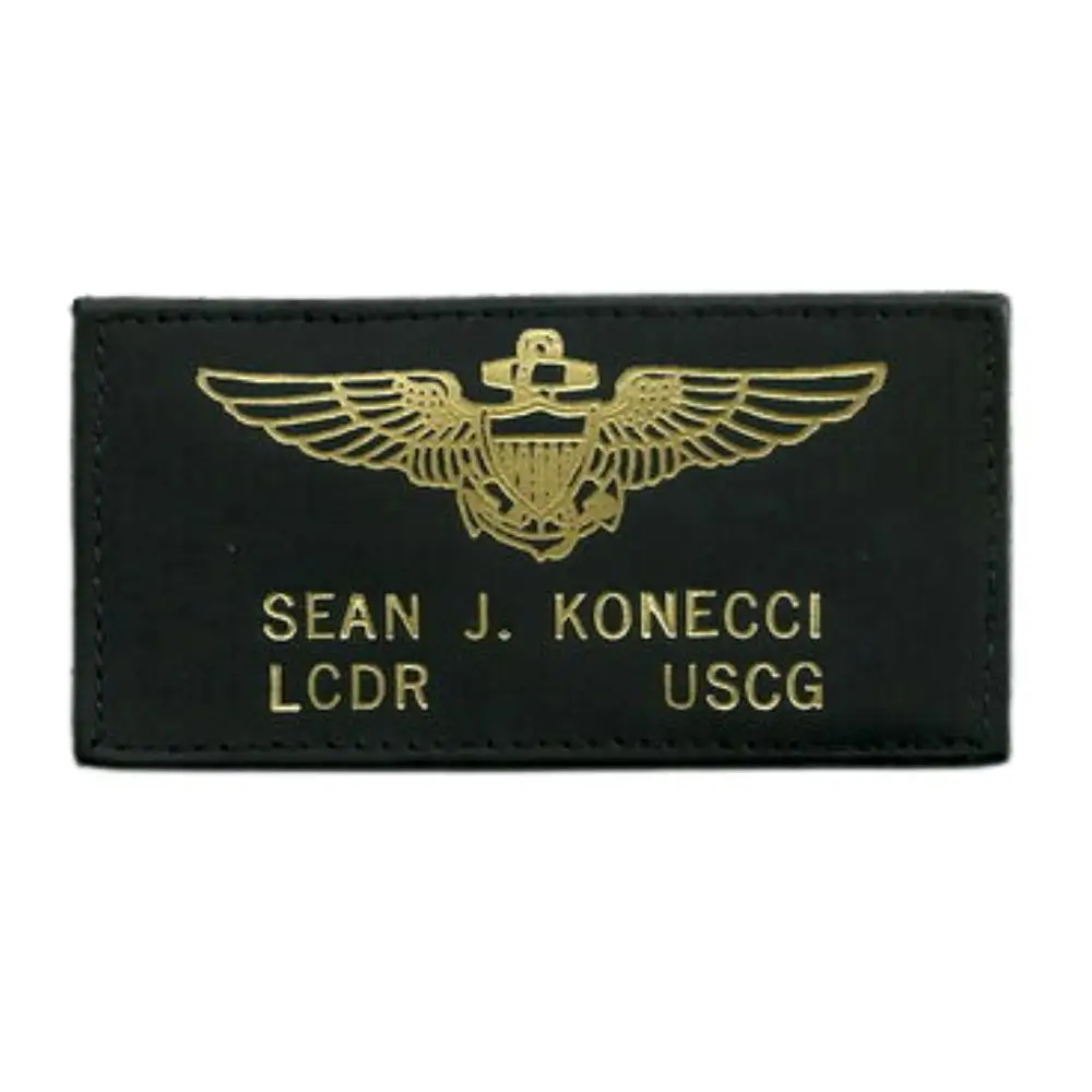 Nome bordado personalizado Patch Leather Flight Name Tags