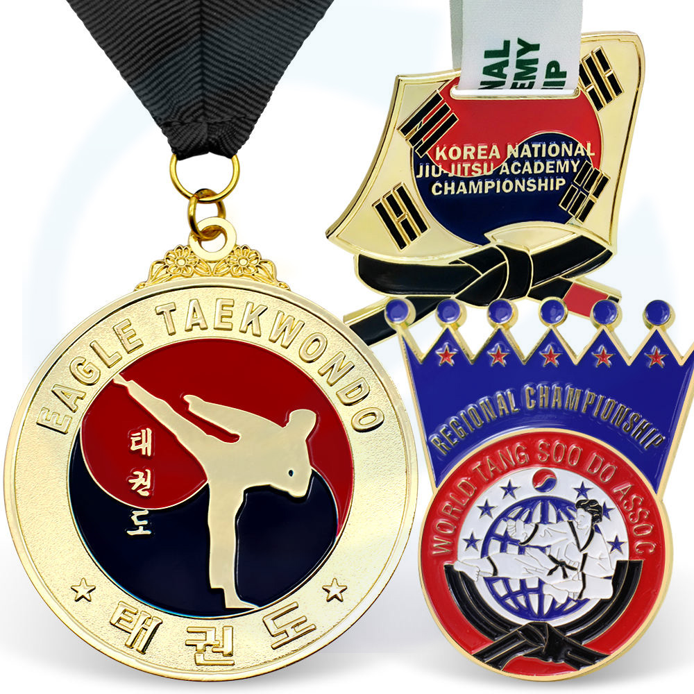 2023 Medalha da China Medalha Gold de luta livre esportiva Coreia metal jiu jitsu judô karate Taekwondo Medalha com fita