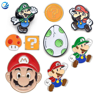 Lapela Badges Rótulos de lateadores de atacado Super Mario Cartoon Anime Pin Mario Bros Pins Super Mario Metal Pin para lembrança