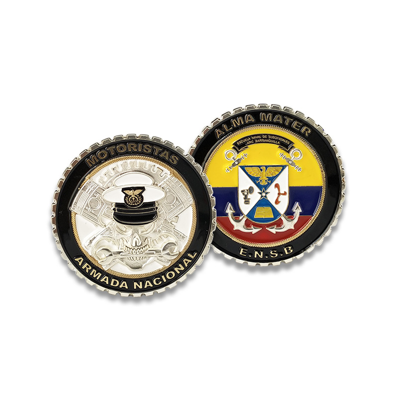 Liga de zinco feita sob encomenda 3D 2D macio enamel antique prata collectable desafio moeda