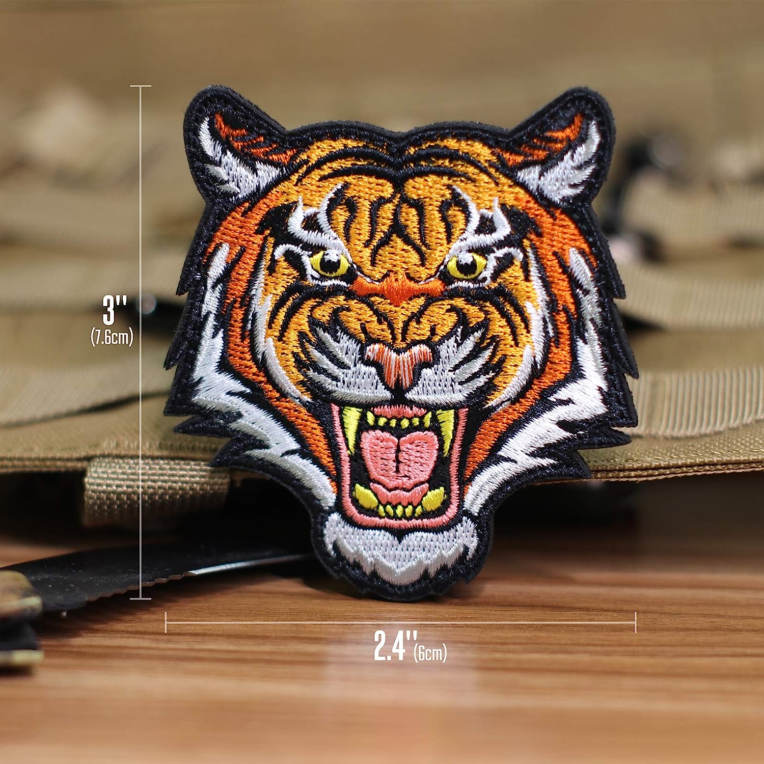 Patches bordados de animais personalizados sem patch de tigre mínimo