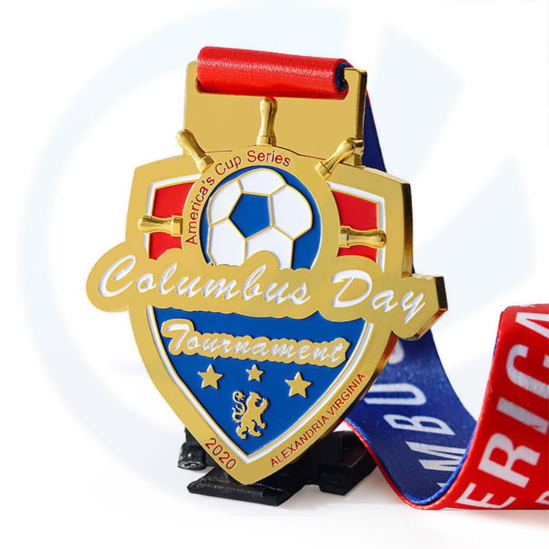 Factory fabrica metal 3D Soft esmalte medalhas esportivas personalizadas Medalha de prêmio de prata de prata de futebol de futebol de futebol