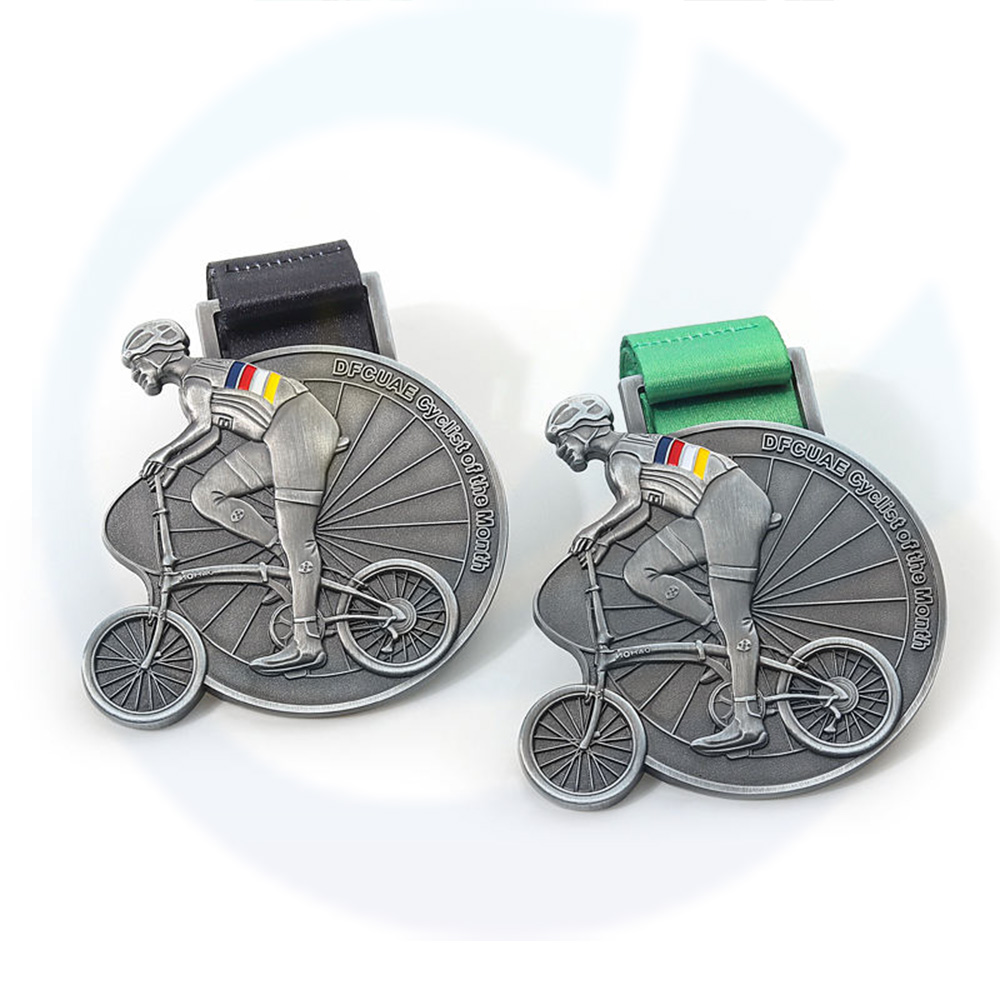 Blank Metal Metal 3D Sport Race Bike Ride Bicycle Medalha de ciclismo personalizada barata com fita