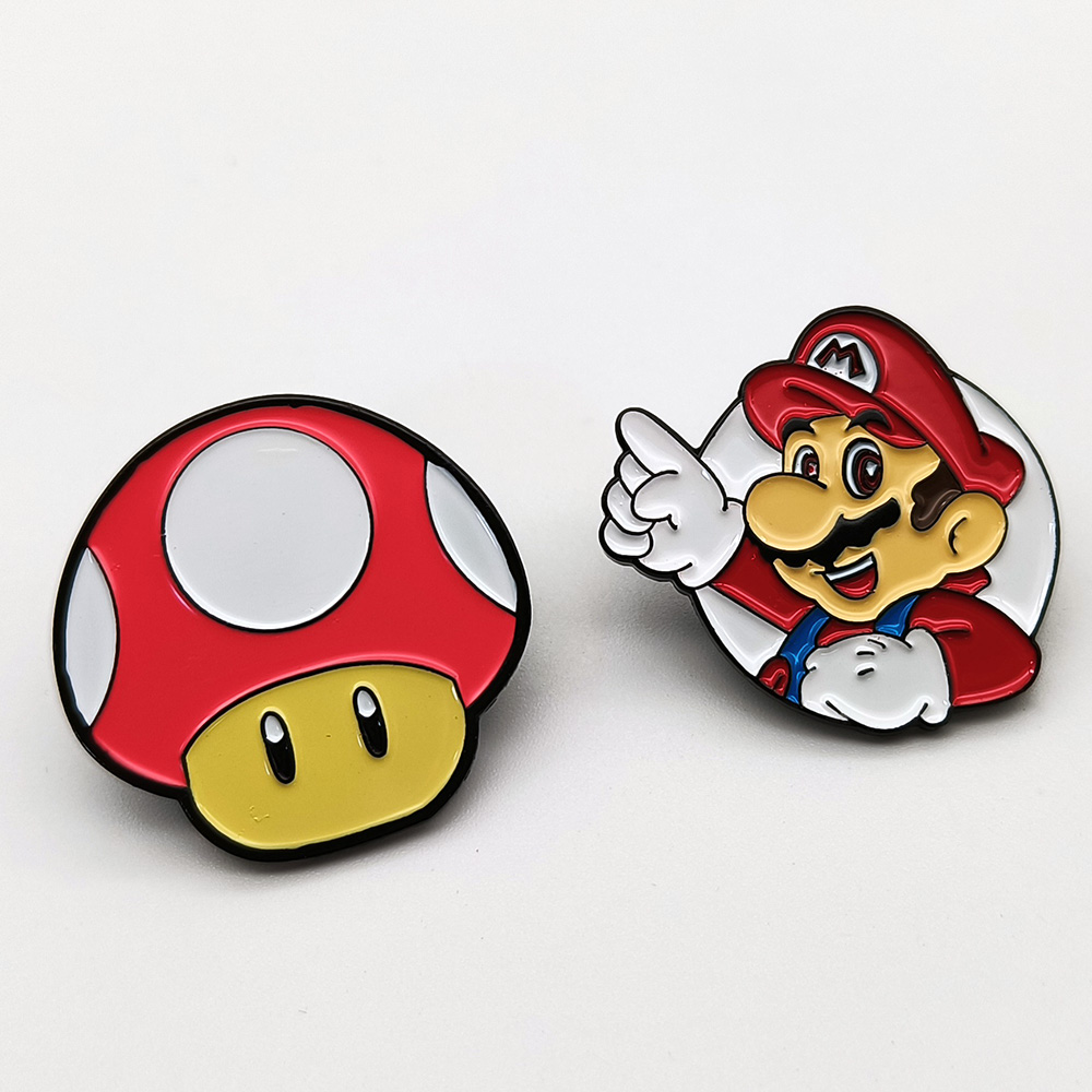 Lapela Badges Rótulos de lateadores de atacado Super Mario Cartoon Anime Pin Mario Bros Pins Super Mario Metal Pin para lembrança