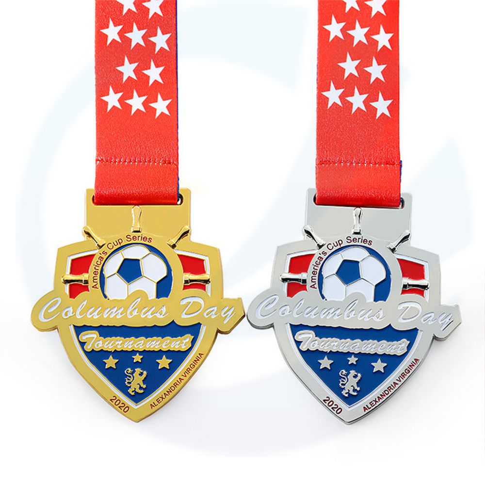 Factory fabrica metal 3D Soft esmalte medalhas esportivas personalizadas Medalha de prêmio de prata de prata de futebol de futebol de futebol