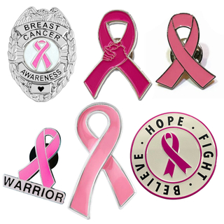 Logotipo personalizado rosa fita de mama câncer de mama conscientize pino de lapela