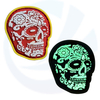 Atacado personalizado 2d/3d PVC Patch Skull brilho no remendo de borracha de PVC macio escuro