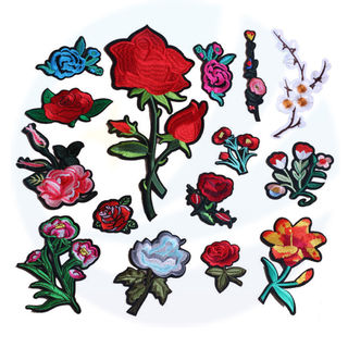 Bordado de bordado de bordado no atacado Rosa ferro de rosa em remendos flores de roupas de apliques de roupas