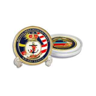 Custom Royal da Malásia Marinha da Marinha da Malásia Coin com caixa de acrílico