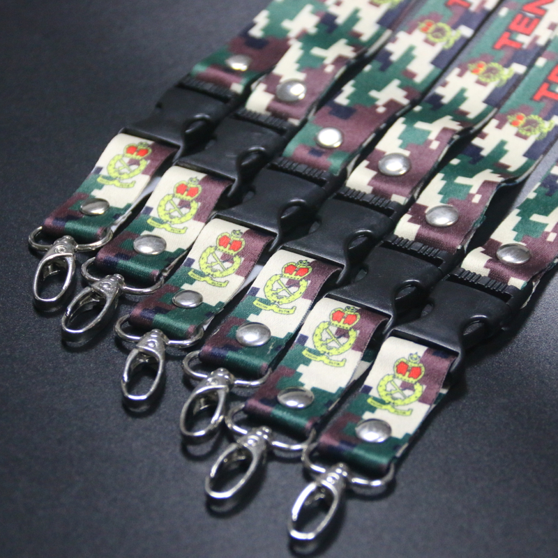 Promoção Primeira Primeira Printina Militar de Sublimação Poliéster Capitão de Id Card Titular Lanyard com logotipo Custom