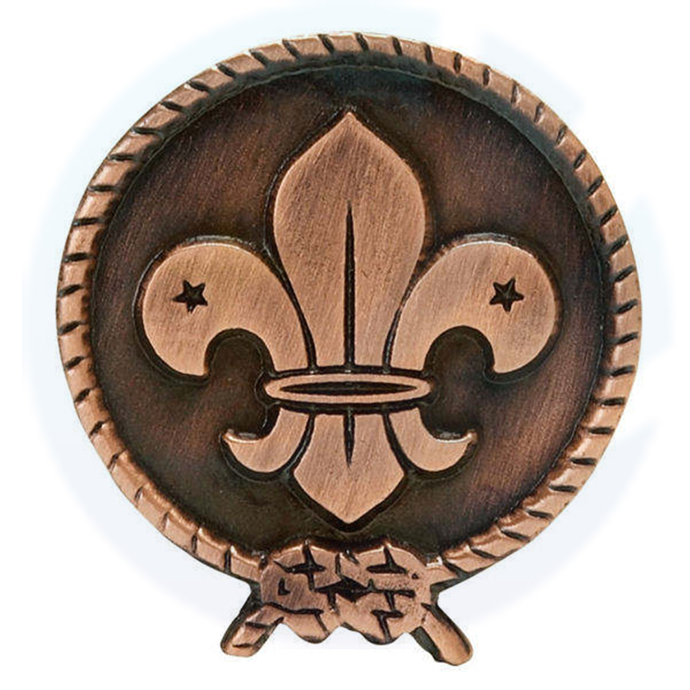 Alta qualidade Antique Copper Metal Lilly Lapel Pin Shap Scouts Sports Sports Pin Bistage para lembrança